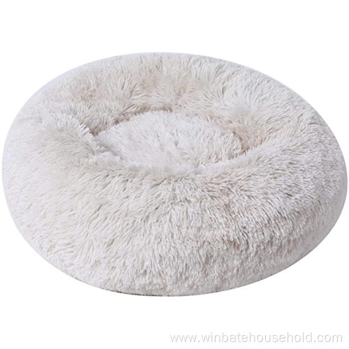 Non-slip Donut Bed Washable Long FauxFur Pet Bed